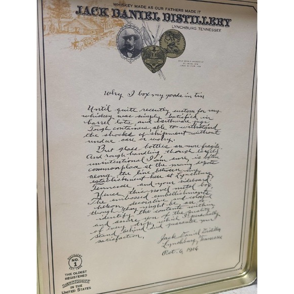 Jack Daniels Old Time Tennessee #7 Whiskey Tin Hudson Scott & Sons Man Cave Deco - Picture 8 of 8